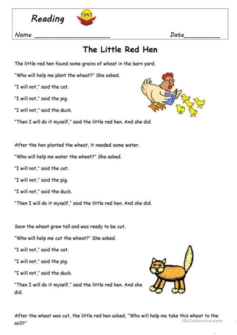 The Little Red Hen Story Printable